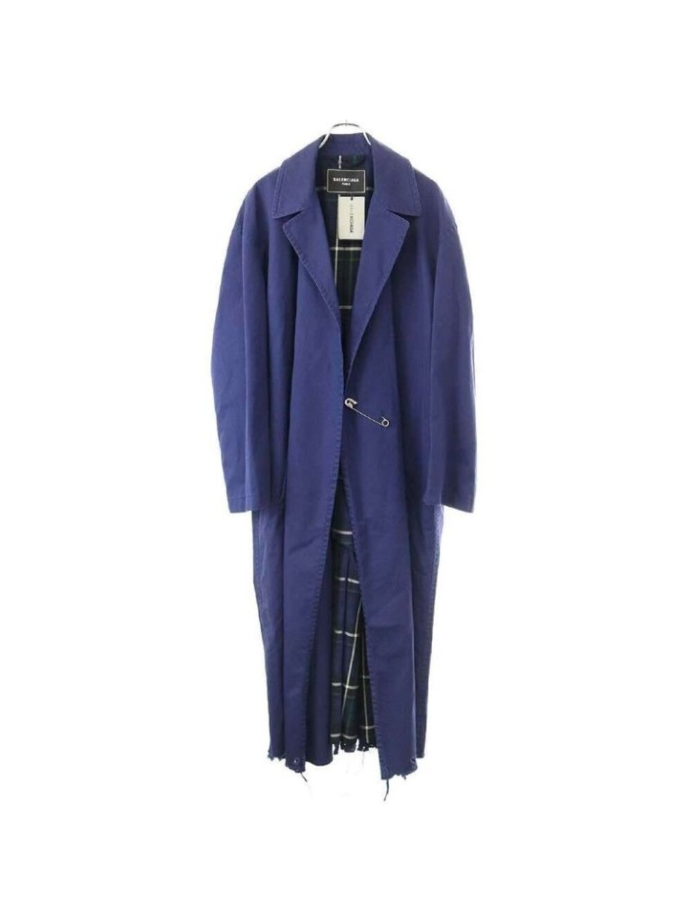 Balenciaga 22 Ss Safety Pin Cotton Long Coat Tkp06 Blue 2